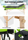 Zenses Massage Table 70cm 3 Fold Portable Wooden Beauty Bed Green