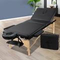Zenses Massage Table 70cm 3 Fold Portable Wooden Black