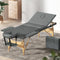 Zenses Massage Table 75cm 3 Fold Portable Wooden Grey Beauty Bed