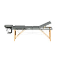 Zenses Massage Table 75cm 3 Fold Portable Wooden Grey Beauty Bed