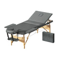 Zenses Massage Table 75cm 3 Fold Portable Wooden Grey Beauty Bed