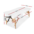 Zenses Massage Table 70cm 3 Fold Portable Wooden Beauty Bed White