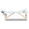 Zenses Massage Table 70cm 3 Fold Portable Wooden Beauty Bed White
