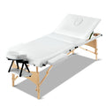 Zenses Massage Table 70cm 3 Fold Portable Wooden Beauty Bed White