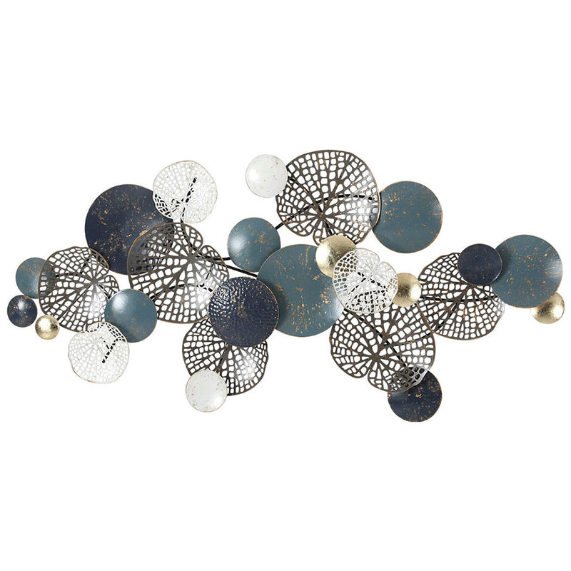 Artiss Metal Wall Art Hanging 132cm Blue Leaf Circles Sculpture