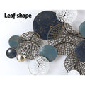 Artiss Metal Wall Art Hanging 132cm Blue Leaf Circles Sculpture