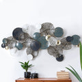 Artiss Metal Wall Art Hanging 132cm Blue Leaf Circles Sculpture