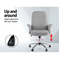 Artiss Grey Fabric Office Chair Computer Desk Chair