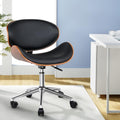 Artiss Wooden Office Chair Leather Seat Black