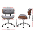 Artiss Wooden Office Chair Grey Fabric Seat