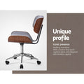 Artiss Wooden Office Chair Grey Fabric Seat