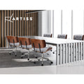 Artiss Wooden Office Chair Grey Fabric Seat