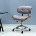 Artiss Wooden Office Chair Grey Fabric Seat