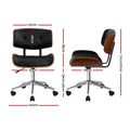 Artiss Wooden Office Chair PU Seat Black Brown