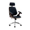 Artiss Wooden Office Chair Black Leather Seat Executive