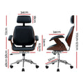 Artiss Wooden Office Chair Black Leather Seat Executive
