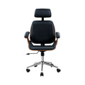 Artiss Wooden Office Chair Black Leather Seat Executive