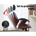 Artiss Wooden Office Chair Black Leather Seat Executive