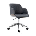 Artiss Office Chair Wooden Fabric Seat Grey