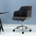 Artiss Office Chair Wooden Fabric Seat Grey