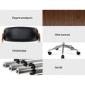 Artiss Wooden Office Chair Black Leather Seat