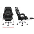 Artiss Executive Office Chair Black Leather Footrest