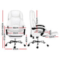 Artiss Executive Office Chair White Leather Footrest