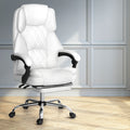 Artiss Executive Office Chair White Leather Footrest