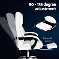 Artiss Executive Office Chair White Leather Footrest