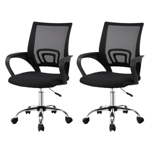Artiss Mesh Office Chair Mid Back Black 2 Pack