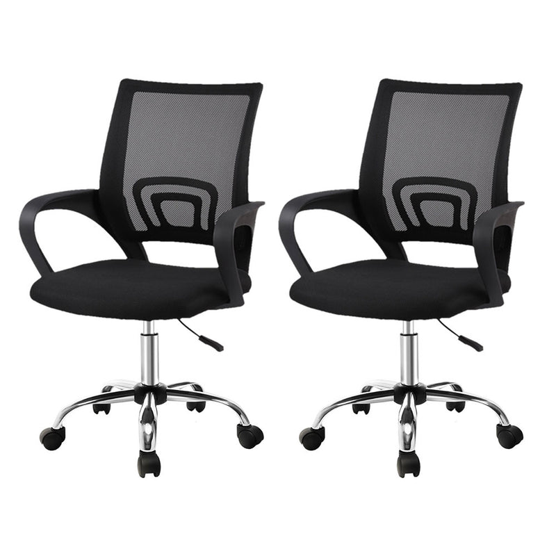 Artiss Mesh Office Chair Mid Back Black 2 Pack