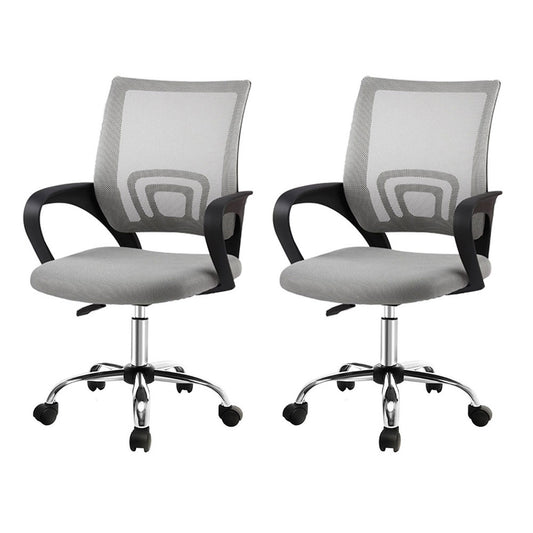 Artiss Mesh Office Chair Mid Back Grey x2