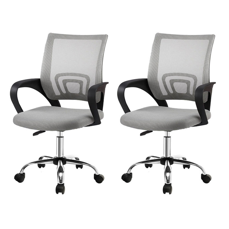 Artiss Mesh Office Chair Mid Back Grey x2