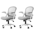 Artiss 2x Mesh Office Chair Grey Mid Back Computer Gaming Desk