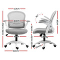 Artiss 2x Mesh Office Chair Grey Mid Back Computer Gaming Desk
