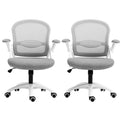 Artiss 2x Mesh Office Chair Grey Mid Back Computer Gaming Desk