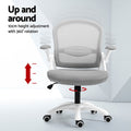 Artiss 2x Mesh Office Chair Grey Mid Back Computer Gaming Desk