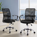 Artiss Mesh Office Chair Mid Back Black 2 Pack