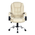 Artiss Executive Office Chair Leather Beige Tilt