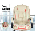 Artiss Executive Office Chair Leather Beige Tilt