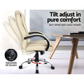 Artiss Executive Office Chair Leather Beige Tilt