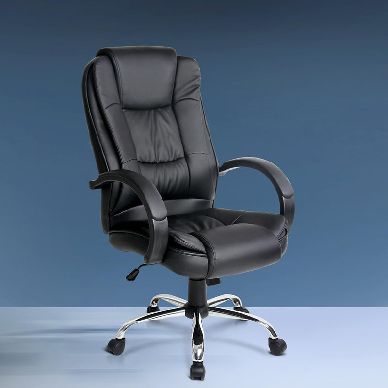 Artiss Executive Office Chair Leather Black Tilt