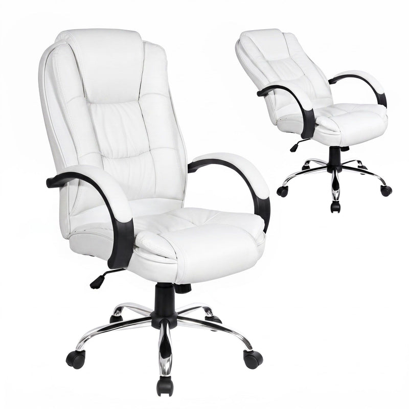 Artiss Executive Office Chair Leather Tilt White