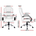 Artiss Executive Office Chair Leather White Tilt