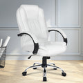 Artiss Executive Office Chair Leather White Tilt