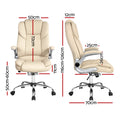 Artiss Executive Office Chair Leather Beige Tilt