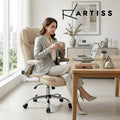 Artiss Executive Office Chair Leather Beige Tilt