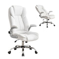 Artiss Executive Office Chair PU Leather Flip-up Arms Recline Gaming Chair White