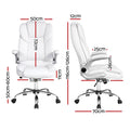 Artiss Executive Office Chair PU Leather Flip-up Arms Recline Gaming Chair White