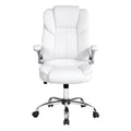 Artiss Executive Office Chair PU Leather Flip-up Arms Recline Gaming Chair White